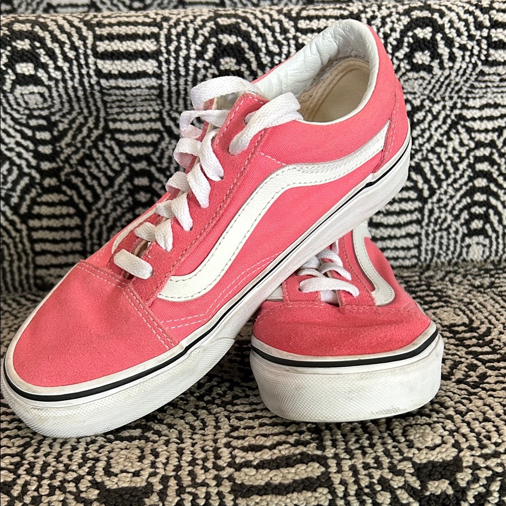 Girls Pink & White Vans Sneakers